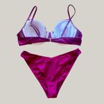 NWT Wine Spaghetti Strap High Cut Push Up Underwire Bikini Photo 4