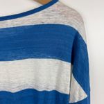 Tommy Bahama Womens 100% Linen Striped Top Sz Small Blue Boat Neck Beachy Comfy Photo 3