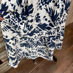 Magaschoni Tiered Linen Midi V-Neck Dress - Blue And White Floral Sz 6 Photo 5