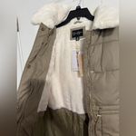 Jessica Simpson  Water Resistant Parka Hooded Color Sage Small MSRP $215 Faux Fur Photo 2