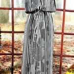 White House | Black Market Striped Keyhole Maxi Dress Black/White 2 Photo 7