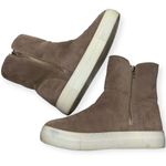 J Slides Women’s 8.5 Tan Suede Faux Shearling Zipper Side Platform Ankle Boots Photo 7