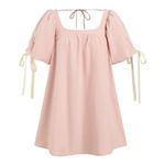 Cider  Womens Small Mini Dress Square Neck Knotted Bubble Puff‎ Sleeve Pink Photo 1