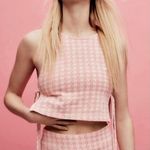 ZARA Pink Houndstooth Cropped Sleeveless Top Xs Photo 0