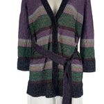 Missoni Metallic Striped Cardigan Color Block Belt Tie Size 6 Black Photo 3
