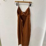 Wild Fable Brown Satin Slip Dress MIDI Adjustable Strap Side Slit Dress M Photo 3