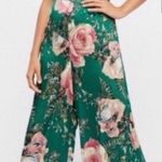 Free People Floral Green Jumpsuit Size 0 Satin Crossover $179 RARE Revolve FP Photo 0