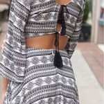 Blush Boutique black and white backless tassel dress size small Photo 0