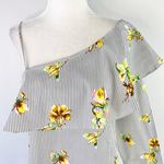 Lumière New Floral Striped One Shoulder Long Sleeve Shirt Grey Multi Photo 2