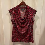 Cute slinky spicy red leopard print cowl neck top sleeveless flowy Black Photo 0