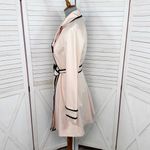 Elle  Double‎ Breasted Belted Trench Coat Blush Pink Black Piping Trim 6 Photo 1