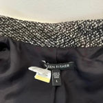 Eileen Fisher  Black White Linen‎ Tweed Leather Trim Zip Front Jacket Size L Photo 6