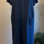 TY Vintage 90s Blue Cotton Denim Short Sleeve Chore Pocket Dress Size XL Photo 0