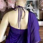 Alice + Olivia PURPLE DRAPING SILK HALTER DRESS (M) Photo 6