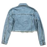 Love Tree Denim Women's Light Wash Raw Hem Long Sleeve Crop Jean Jacket Size M Photo 1