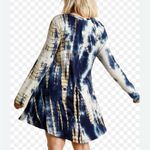 Umgee  Blue and White Bishop Sleeve Sweater Dress NWT L Photo 3