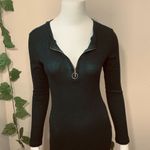 Heart and Hips Heart Hips Green Sweater Henley Dress Photo 2