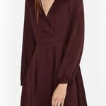 EXPRESS  Cabernet Dress Surplice Fit and Flare Long Sleeve Size Large NEW Photo 0