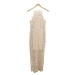 Shona joy Lace High Neck Midi Dress Beige Nude Size 6 Lined Scalloped Hem Bridal Photo 4