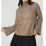 French Connection NWT High Neck Bell Sleeve Sweater X-Large, MOCHA MOUSE Photo 1