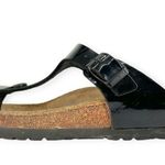 Birkenstock | Size 38 7-7.5 | GIZEH Patent Black Adjustable Buckle Thong Sandal Photo 4