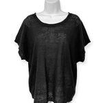 Pablo Gerard Darel | L | 100% Linen Round Neck Cap Sleeve Keyhole Sweater Top Black Size L Photo 0
