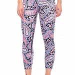 K Deer Nantucket Paisley Print Ankle Length Leggings Size Small Black Photo 0