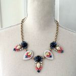 J.Crew Statement Bib Orange White Blue Stone Crystal Ornate Fancy Necklace Photo 0