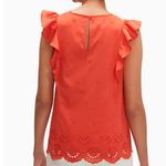 Kate Spade Size L Orange Eyelet Ruffle Top Blouse Photo 1