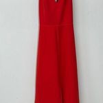 Lovers + Friends Red Formal Dress Halter Backless Lace Shoulders Front Slit Prom Photo 0