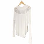 Free People  Spring Valley Thermal Tee Lace Inset Oversized Raw Hem Size Small Photo 6