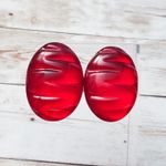 Vintage Clip On Earrings Red Large Oval (One A Bit Smaller Than The Other) Photo 0