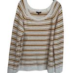 NYDJ  White and Mustard Yellow Whisker Scoop Neck Sweater Women's Size M Photo 2