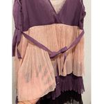 Anthropologie FREELANCE Fringe Purple Cream Mini Dress Photo 2