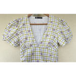 ZARA  Floral V Neck Puff Sleeve Ruched Dress Size XS Cottage Picnic Romantic Date Photo 1