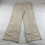 Elodie Cream Poplin Canvas Wide Leg Cargo Pant L Photo 0