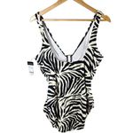 Lauren Ralph Lauren Zebra Print Ring Front One Piece Swimsuit Size 16 Photo 1