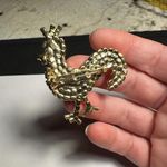 Rhinestone Rooster Chicken Gold Tone Brooch Pin Bird Photo 7