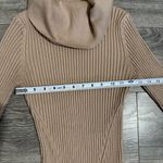 V28 Women Cowl Neck Sweater Long Sleeve Ribbed Knit Fitted Beige Dress Size M Tan Size M Photo 10