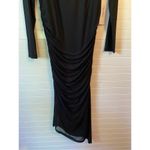 Calvin Klein  Women's Asymmetric Hem Ruched Midi Black Sheath Dress Photo 12