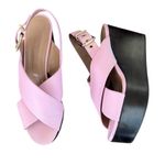 Marni Women’s Pink Leather Open Toe Platform Wedge Sandals Heels Size 40 Photo 0