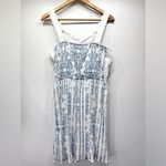 Blue & Ivory Pleated Plisse Skirt Dress KAS ModCloth Cottagecore Boho Milkmaid White Size M Photo 4