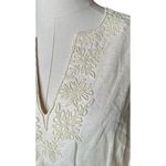 Lands' End Shirt Womens Ivory Linen Lagenlook Coastal Beaded Swim Cover Tunic M Photo 2