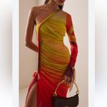 Andrea Iyamah Turi Mesh Midi Women’s One Shoulder Dress In Multiprint Size XL Photo 3