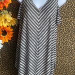 Doe & Rae ✅3/$30✅ NWT  Charcoal Striped Hi-Lo Cold Shoulder Bow Tie Dress | LARGE | Photo 0