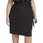 Eloquii  Dress Plus Size 24 Black Surplice Ruffled Cape Wrap Tie Waist Flattering Photo 0