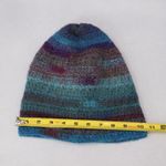 Blue Multi Color Cable Knit Stripe Y2K Vintage Beanie Cap Hat OS Photo 5