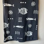 Cotton Fields Mac Black Fish Stencil Print Maxi Sleeveless Dress lagenlook Art Size L Photo 9