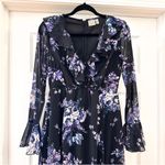 ASOS  Black Ruffle Trim Purple Floral Double Front Slit Maxi Dress sz 4 Photo 1