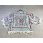 Entro Boho Floral Fringe Kimono Cardigan Lightweight Women's Size L Photo 1